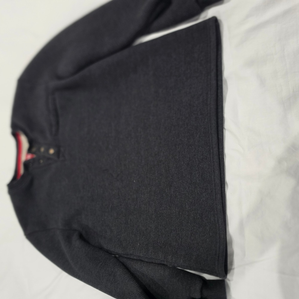 Coleman Henley Pullover Mens M‎ Grey Excellent Sherpa Lined Waffle Knit Sweater